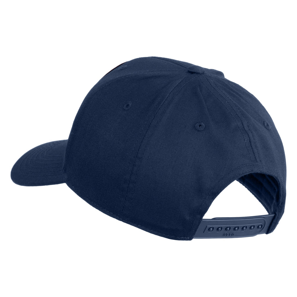 Navy blue baseball cap on a white background