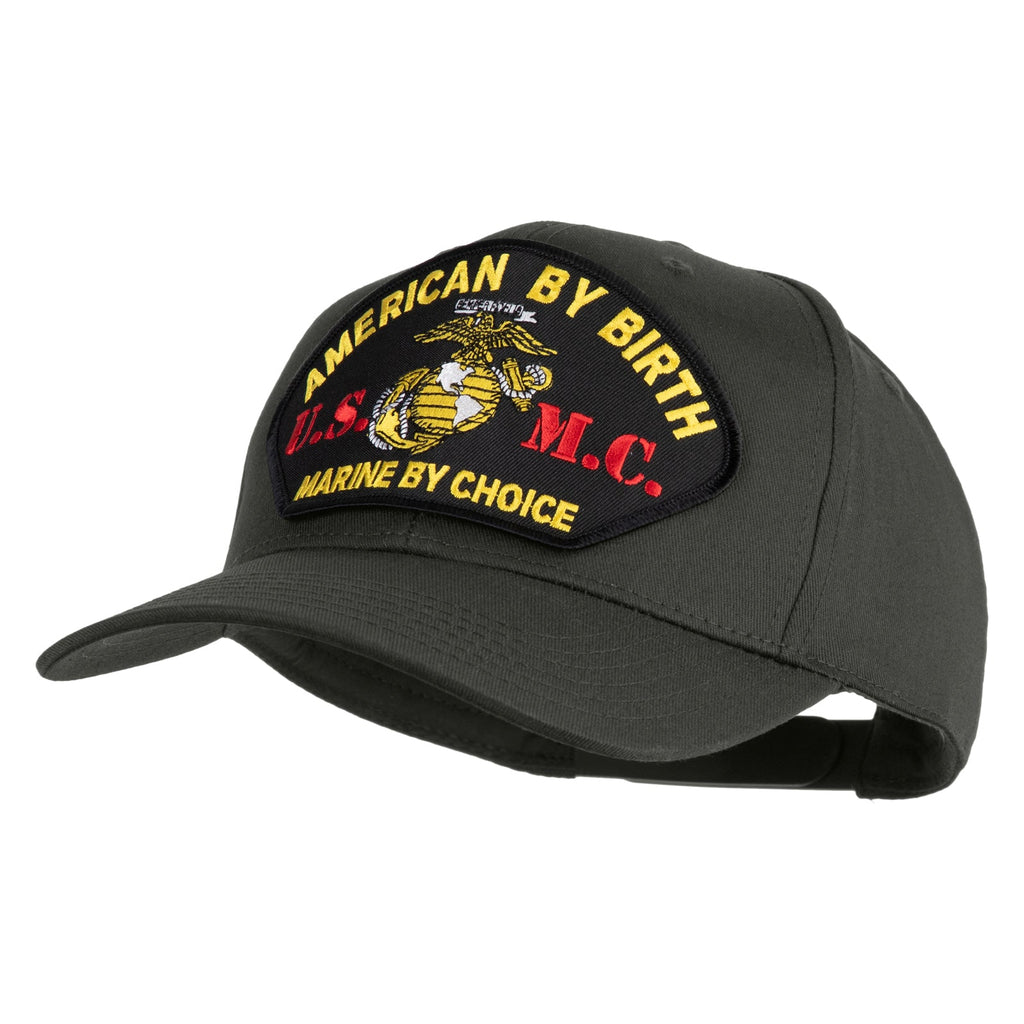 Black cap with embroidered patch on a white background