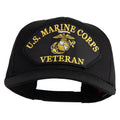 Black cap with 'U.S. Marine Corps Veteran' text and emblem on a white background