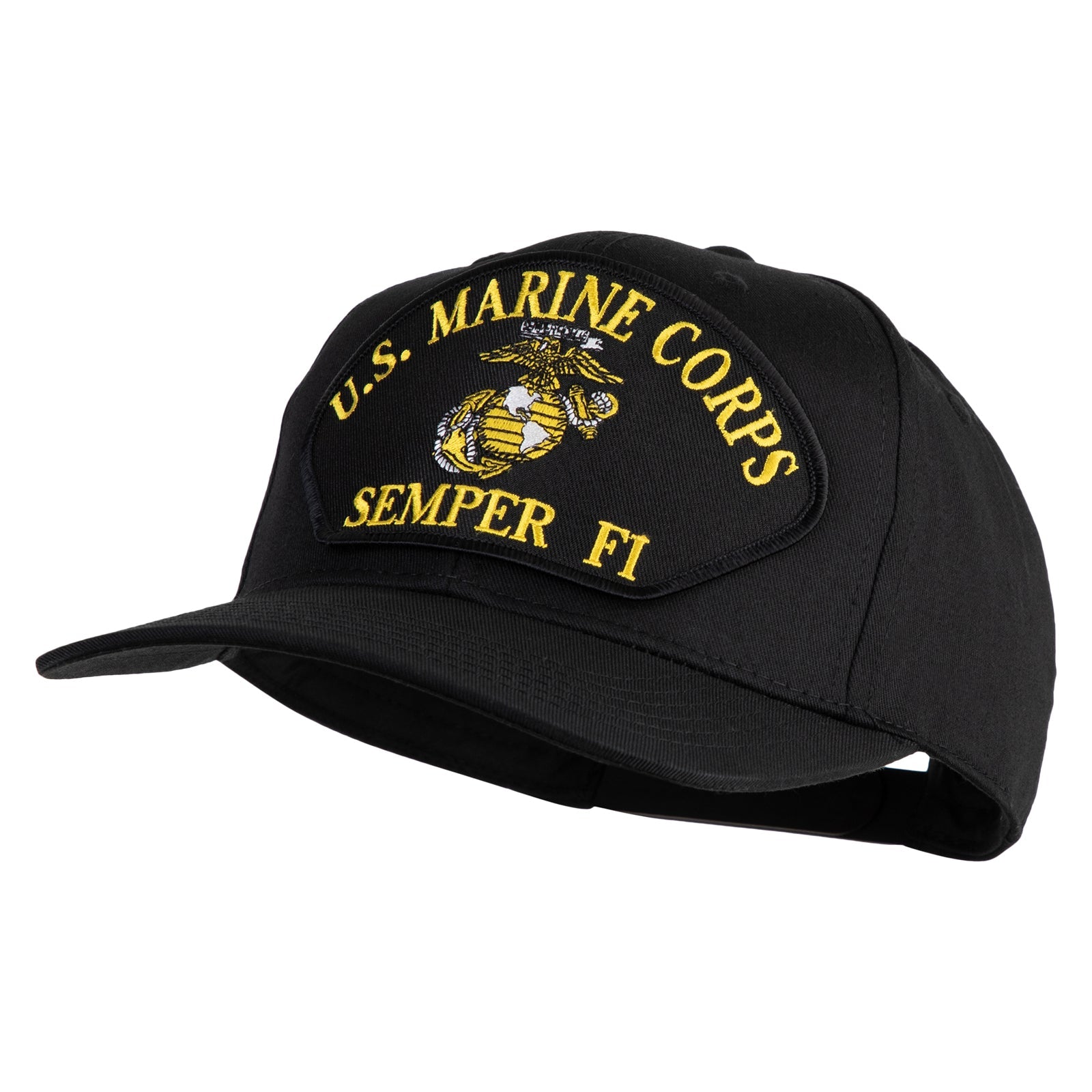 U.S. Marine Corps Semper Fi Black Patched Solid Cotton Twill Pro Style Cap