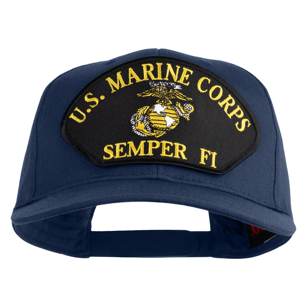 U.S. Marine Corps Semper Fi Black Patched Solid Cotton Twill Pro Style Cap