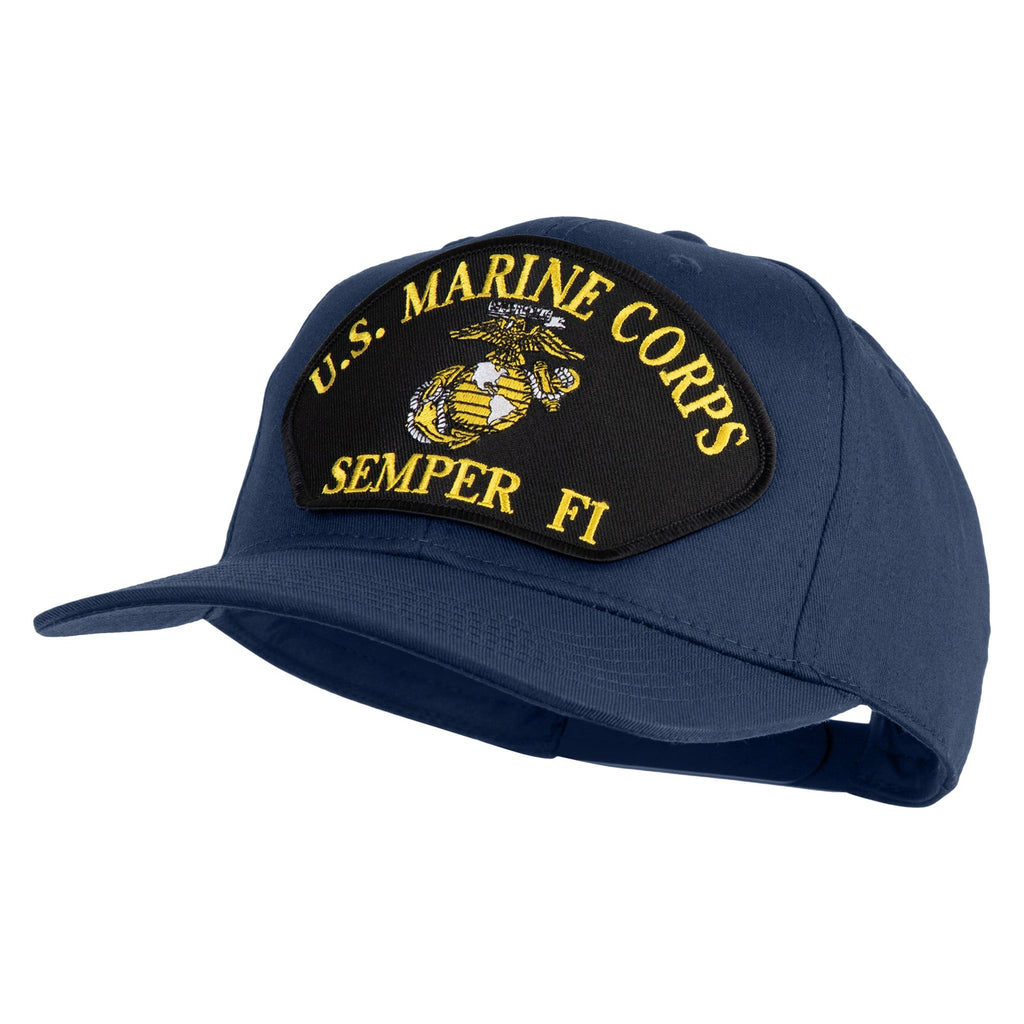U.S. Marine Corps Semper Fi Black Patched Solid Cotton Twill Pro Style Cap