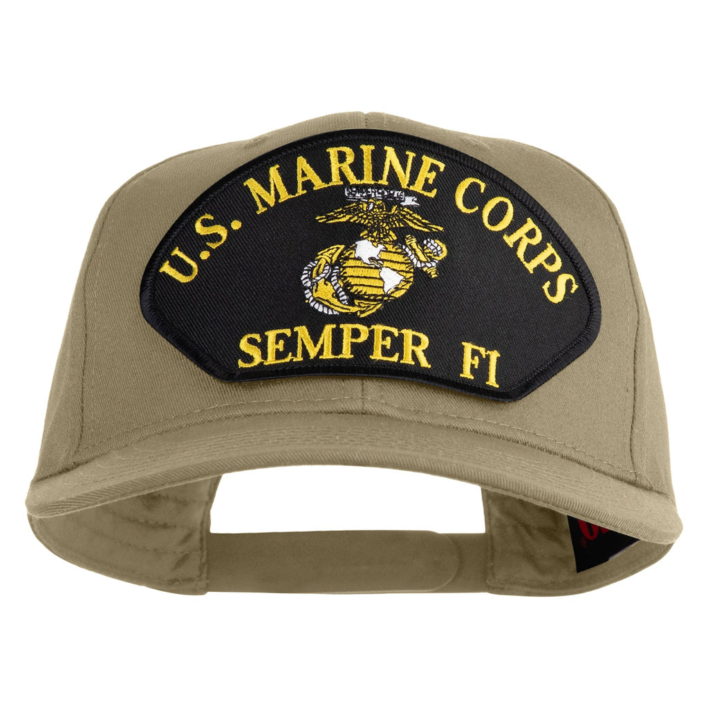 U.S. Marine Corps Semper Fi Black Patched Solid Cotton Twill Pro Style Cap