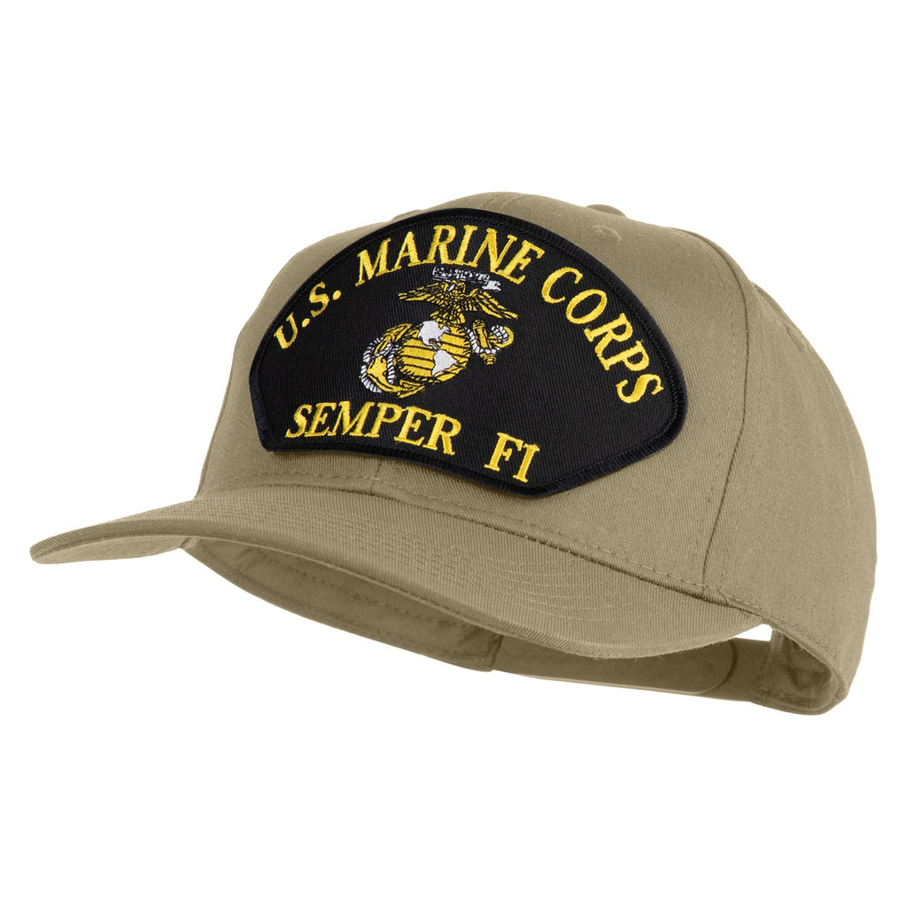 U.S. Marine Corps Semper Fi Black Patched Solid Cotton Twill Pro Style Cap