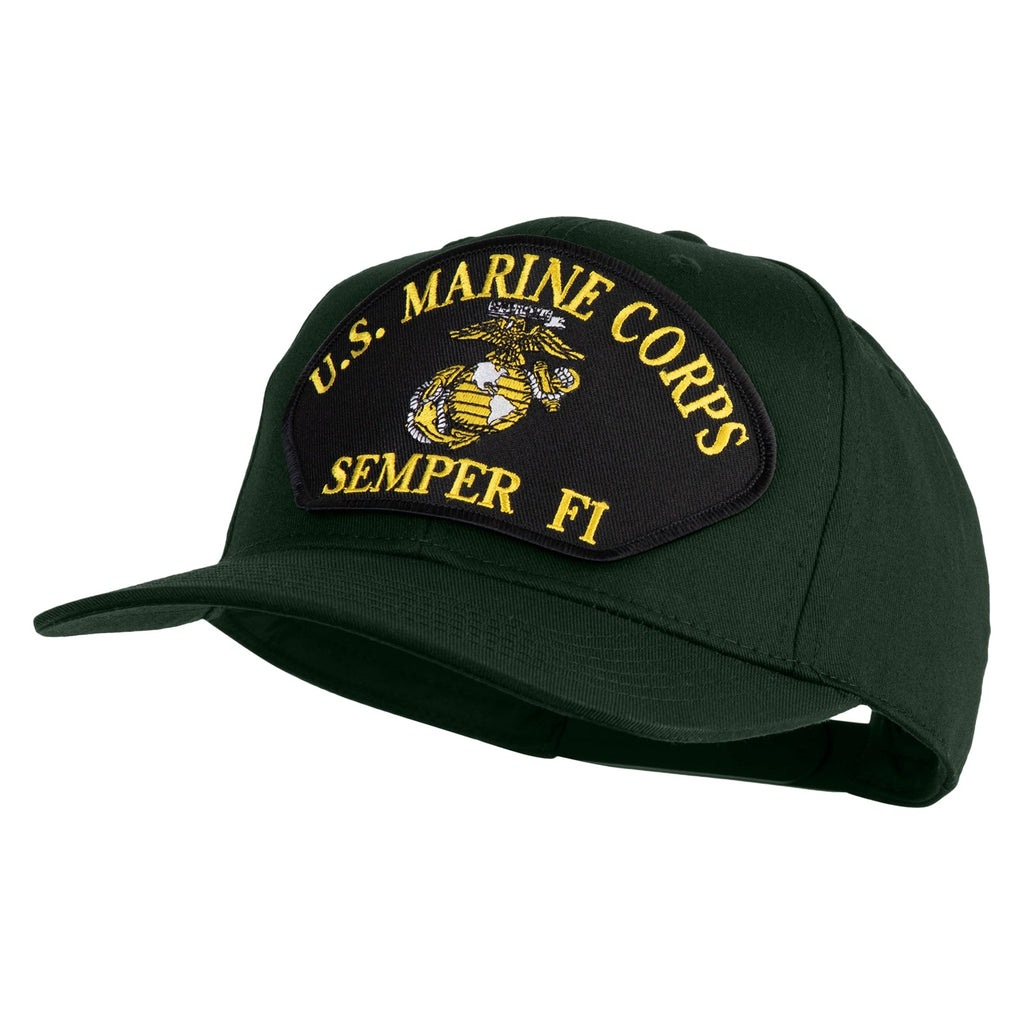 U.S. Marine Corps Semper Fi Black Patched Solid Cotton Twill Pro Style Cap
