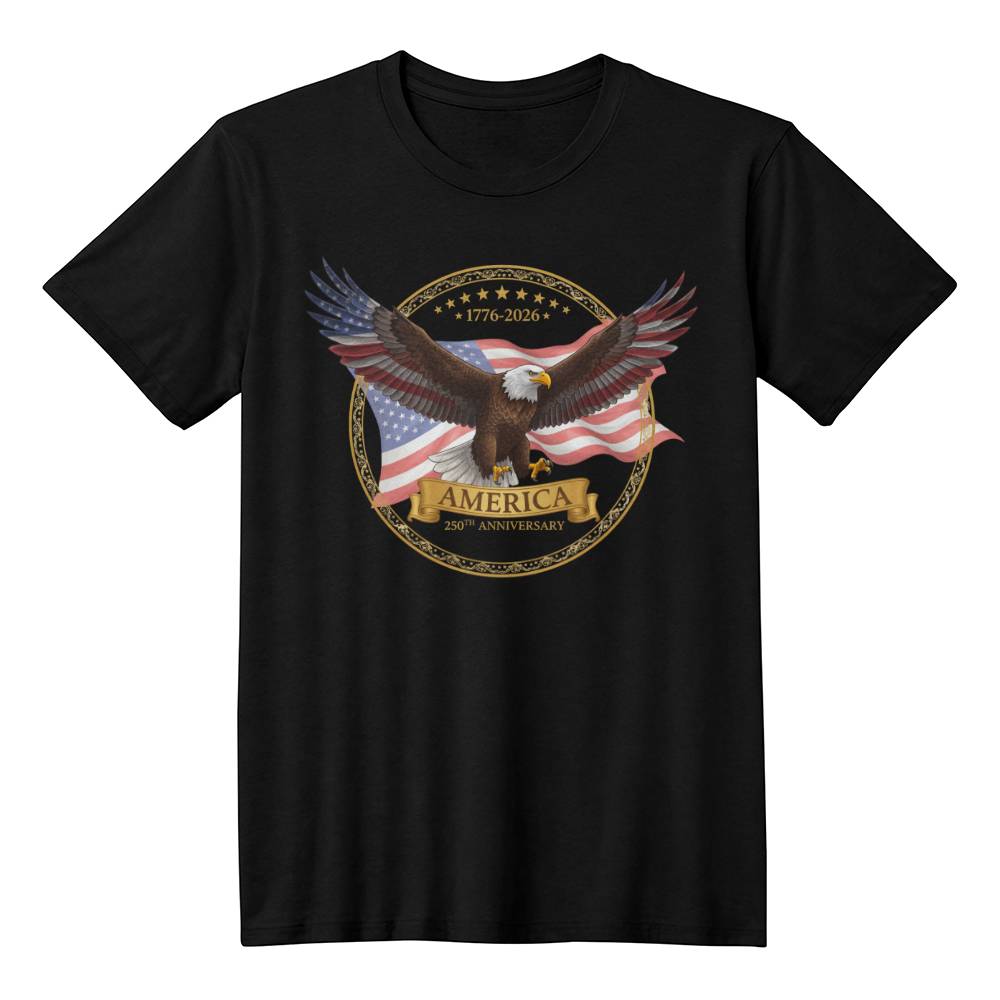 Happy 250th Anniversary To The USA, Eagle in Circle T-Shirt,1776-2026