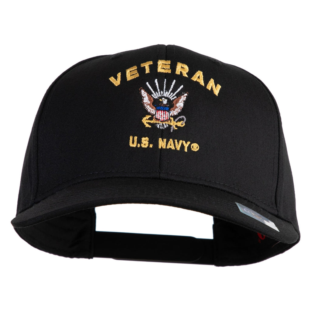 Black cap with 'Veteran U.S. Navy' embroidery on a white background