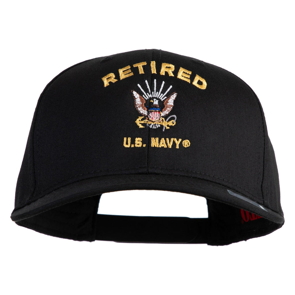 Retired US Navy Embroidered Solid Cotton Twill Pro Style Cap