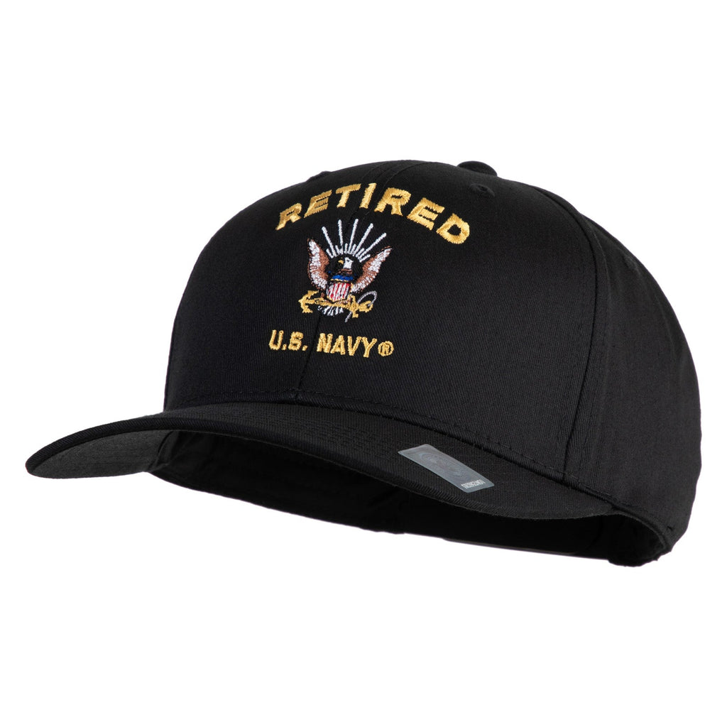 Retired US Navy Embroidered Solid Cotton Twill Pro Style Cap
