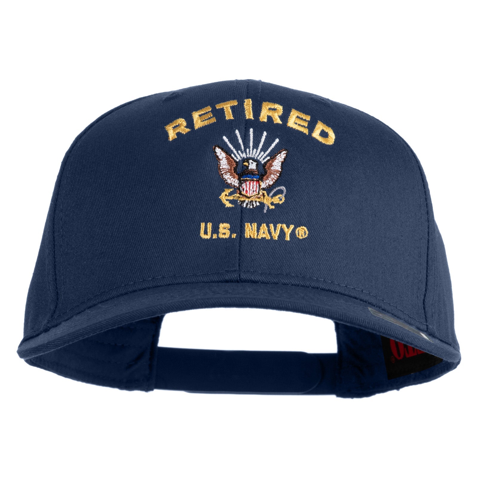 Retired US Navy Embroidered Solid Cotton Twill Pro Style Cap