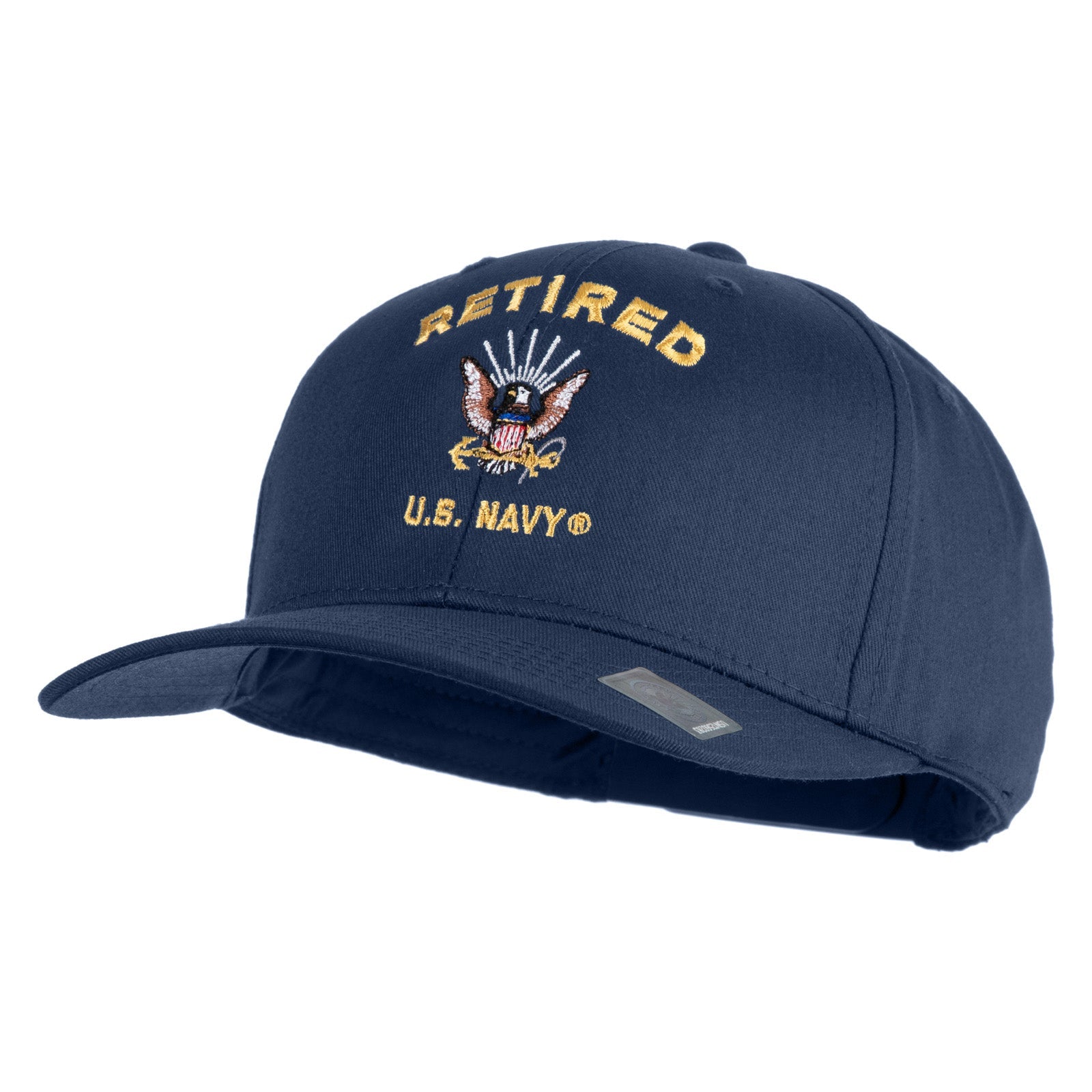 Retired US Navy Embroidered Solid Cotton Twill Pro Style Cap