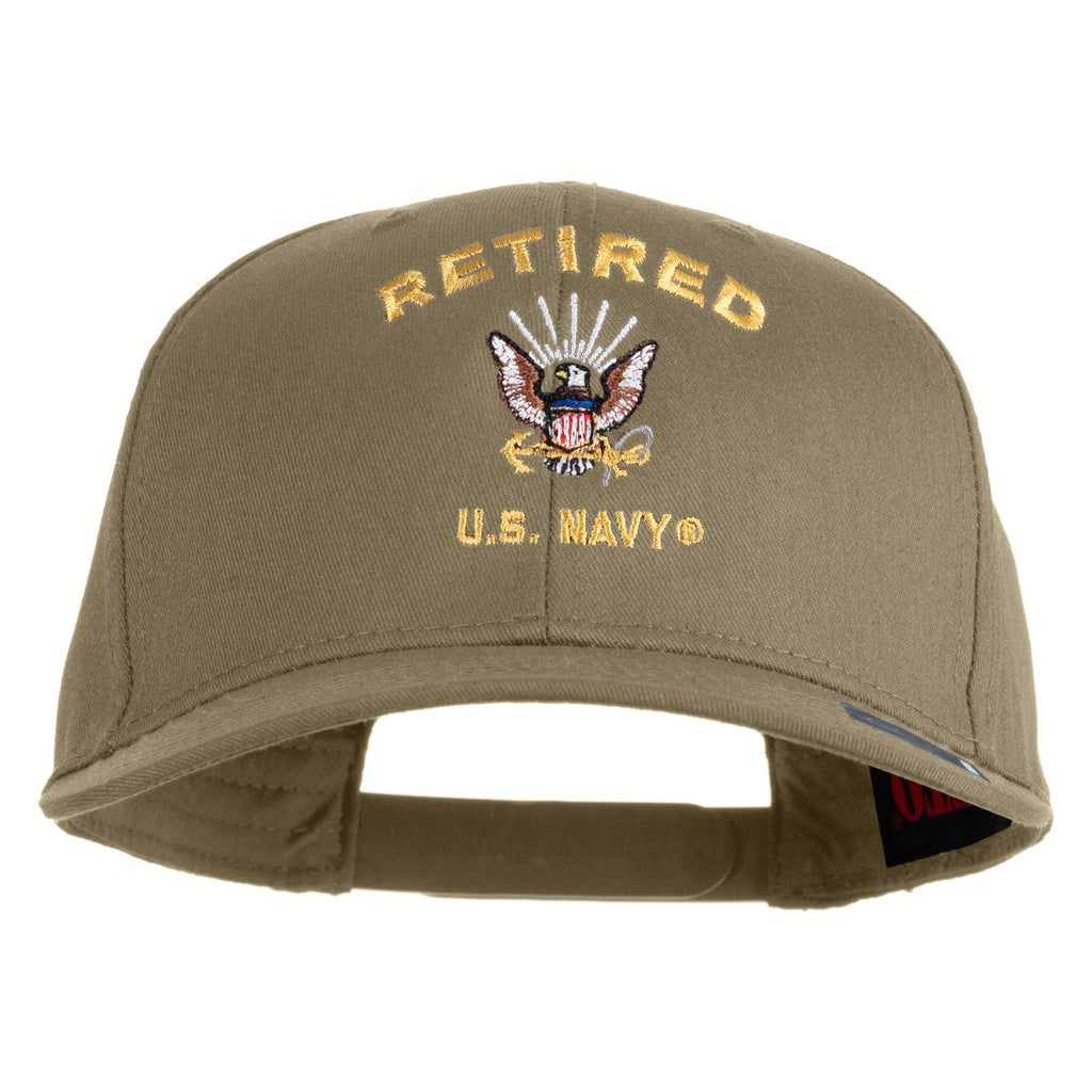 Retired US Navy Embroidered Solid Cotton Twill Pro Style Cap