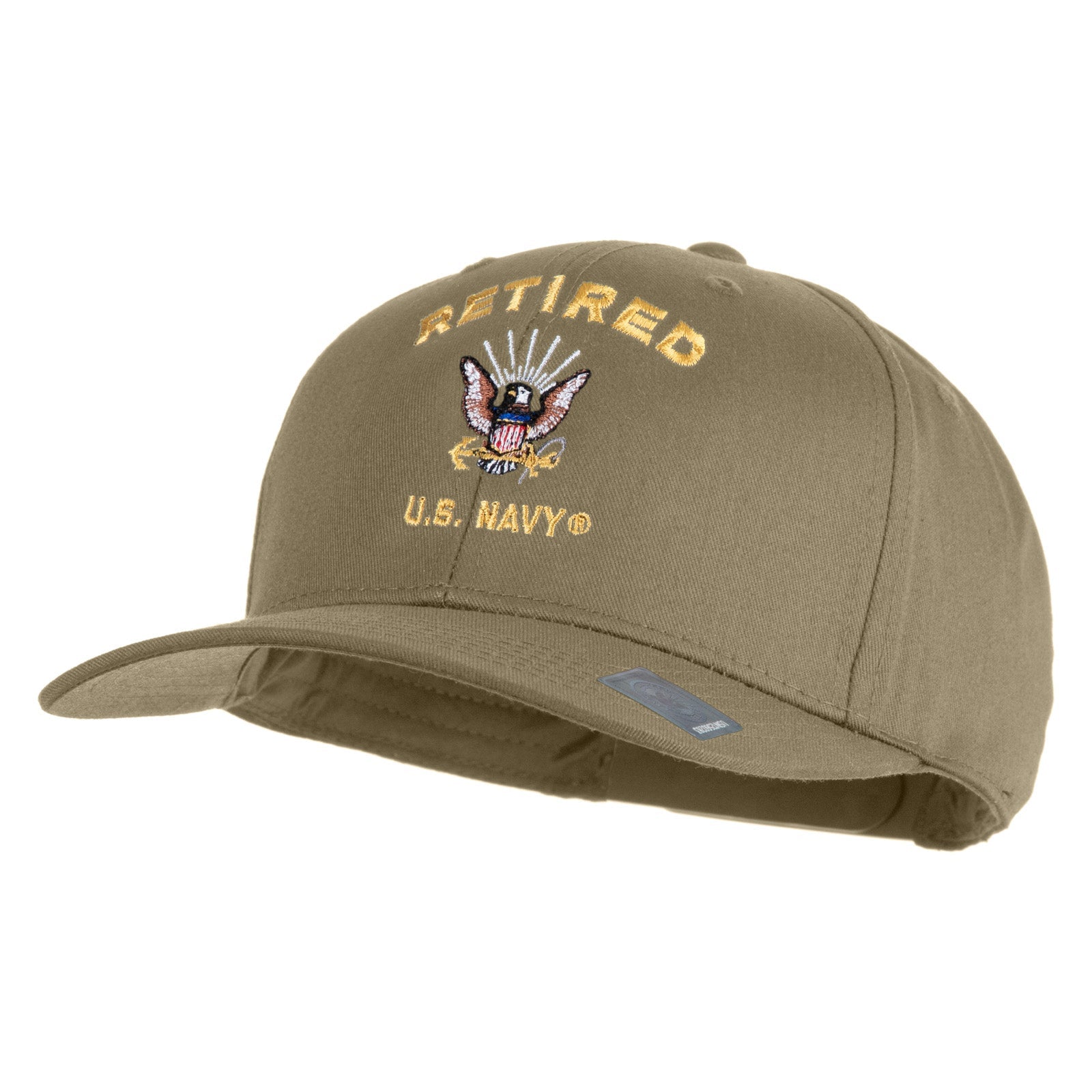 Retired US Navy Embroidered Solid Cotton Twill Pro Style Cap
