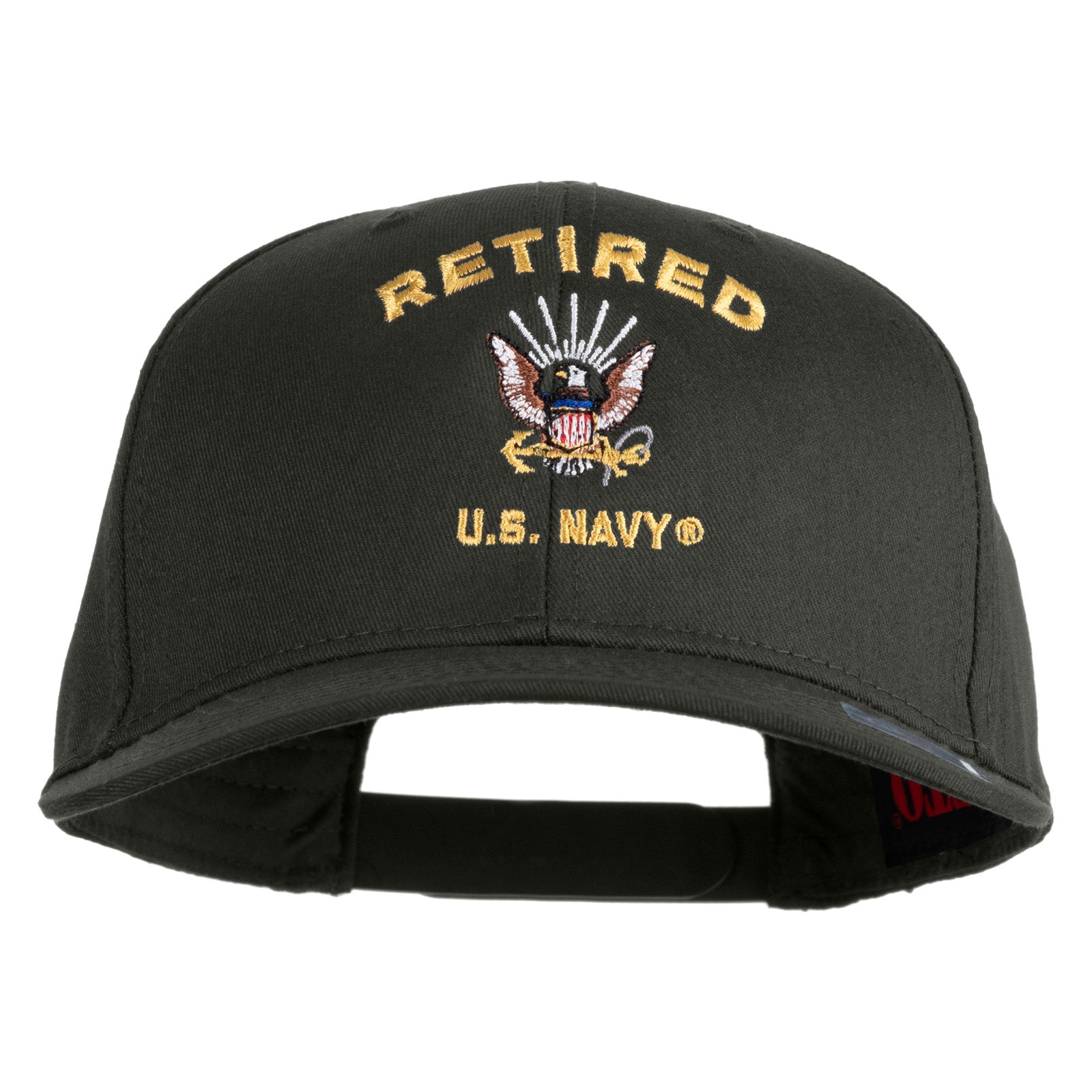 Retired US Navy Embroidered Solid Cotton Twill Pro Style Cap