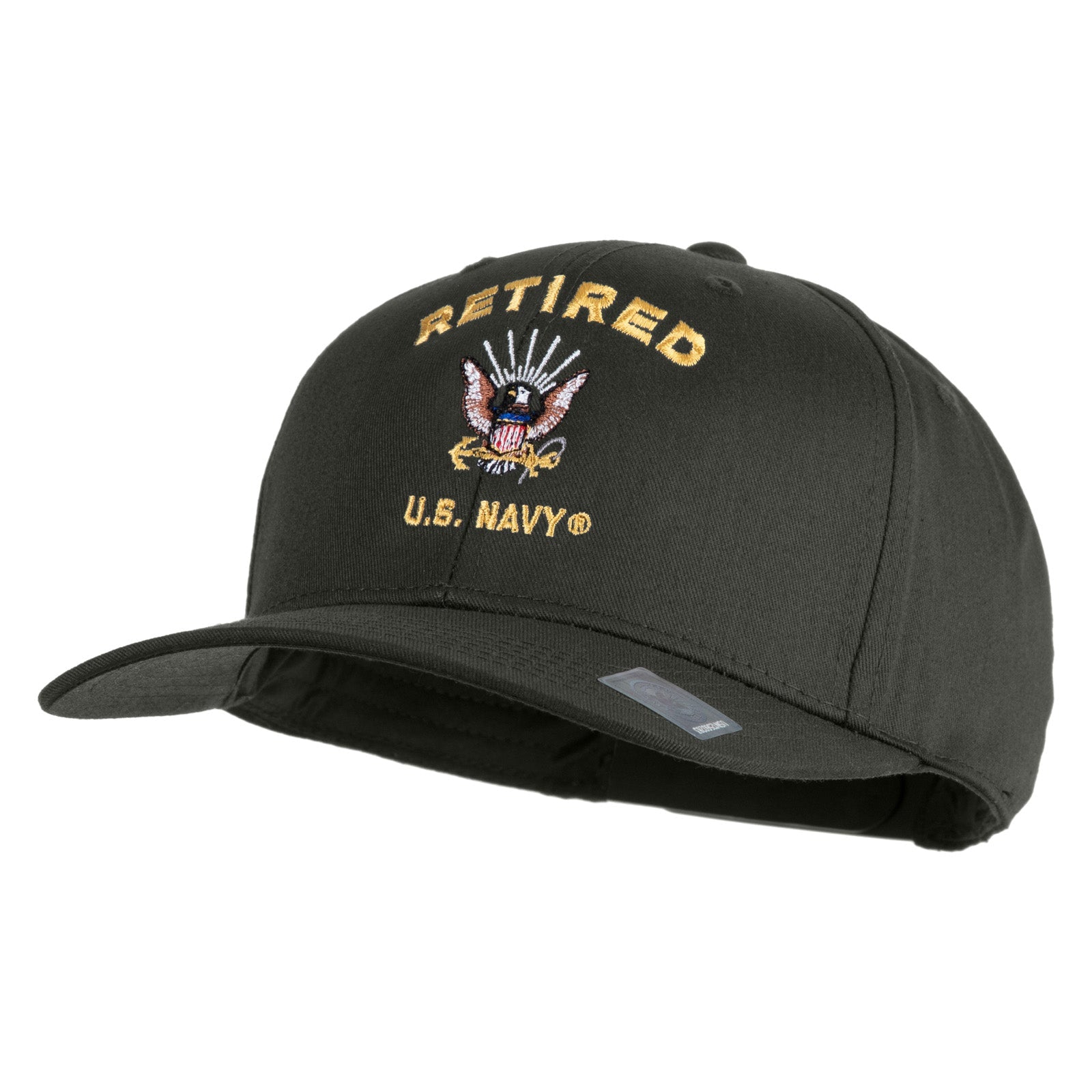 Retired US Navy Embroidered Solid Cotton Twill Pro Style Cap
