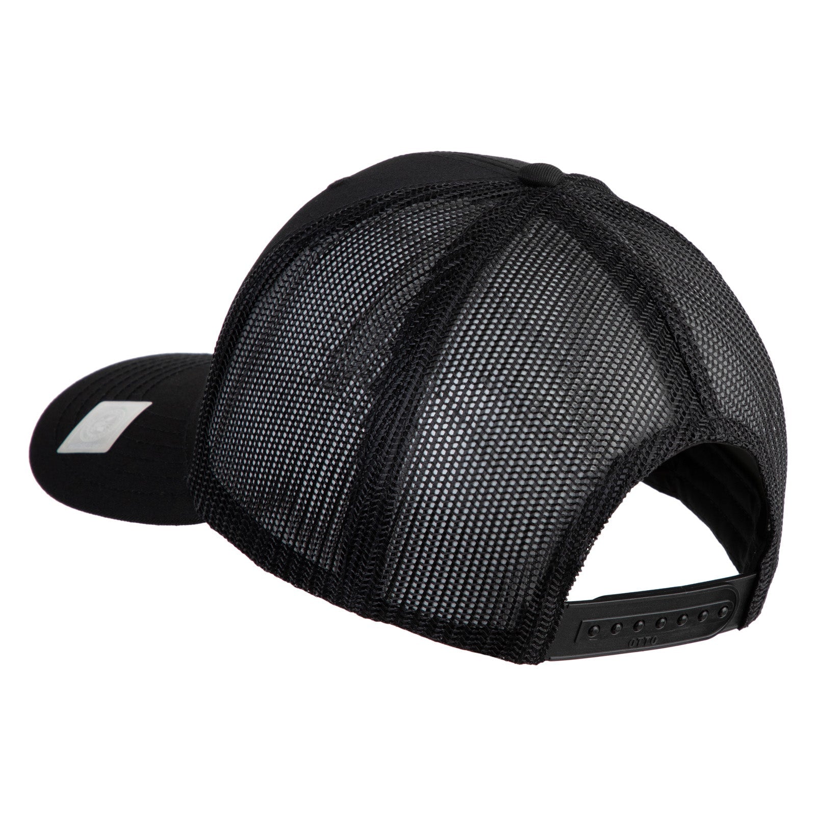 Black mesh cap on a white background
