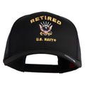 Black cap with 'Retired U.S. Navy' text and eagle emblem on a white background
