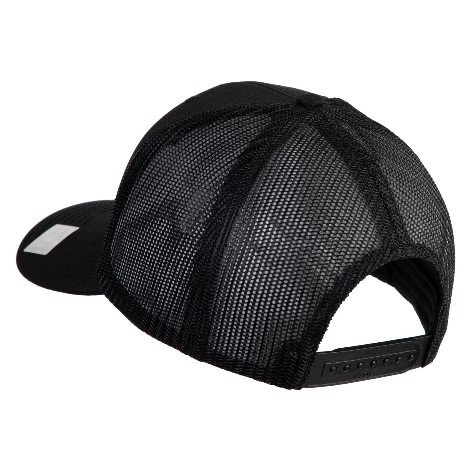 Black mesh cap on a white background