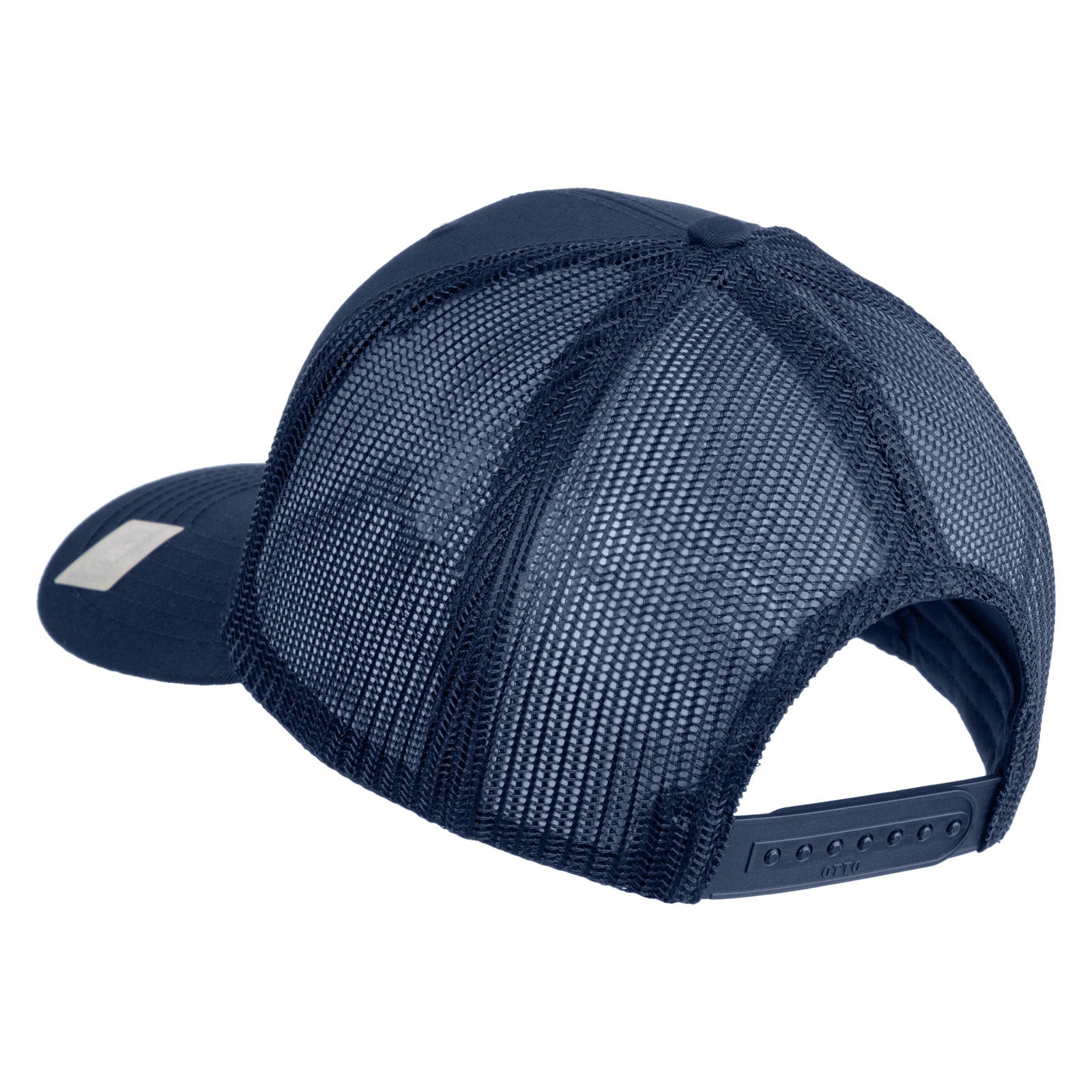 Navy blue mesh cap on a white background