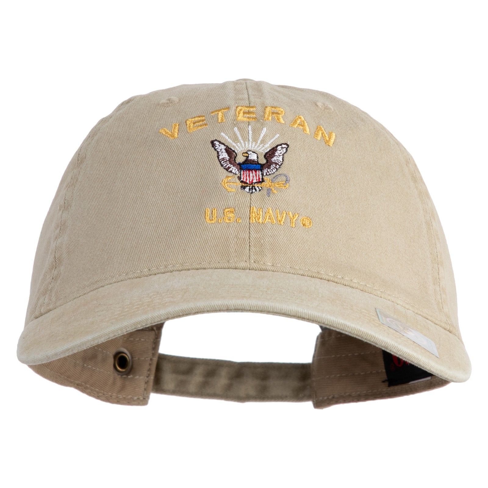 Veteran US Navy Embroidered Washed Cotton Twill Brass Buckle Cap