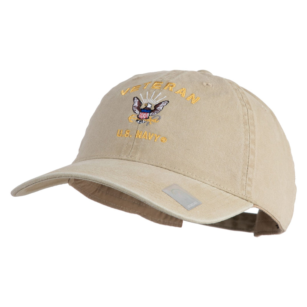 Veteran US Navy Embroidered Washed Cotton Twill Brass Buckle Cap