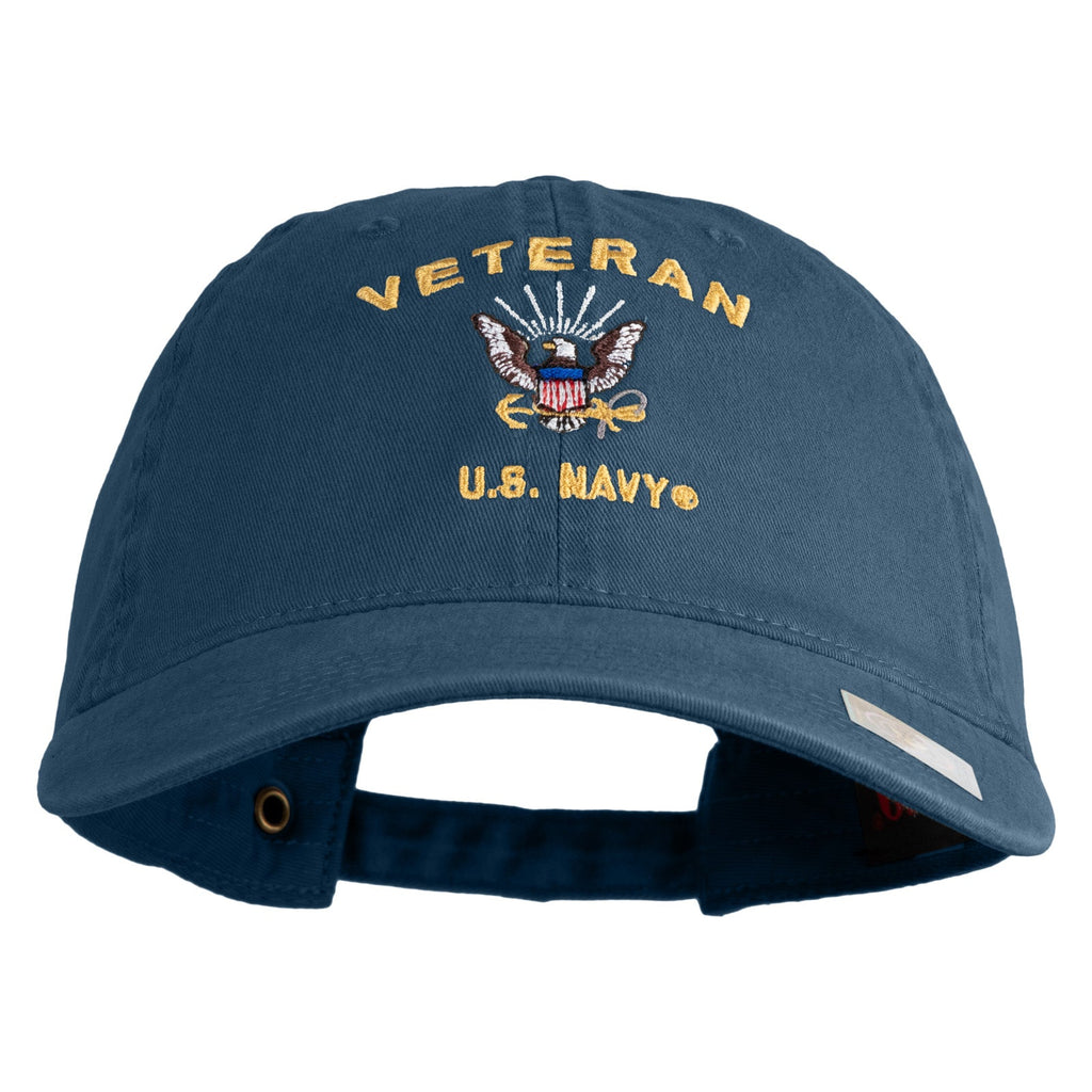 Veteran US Navy Embroidered Washed Cotton Twill Brass Buckle Cap