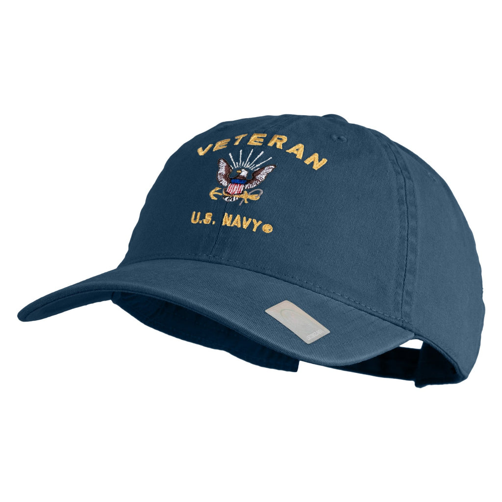 Veteran US Navy Embroidered Washed Cotton Twill Brass Buckle Cap