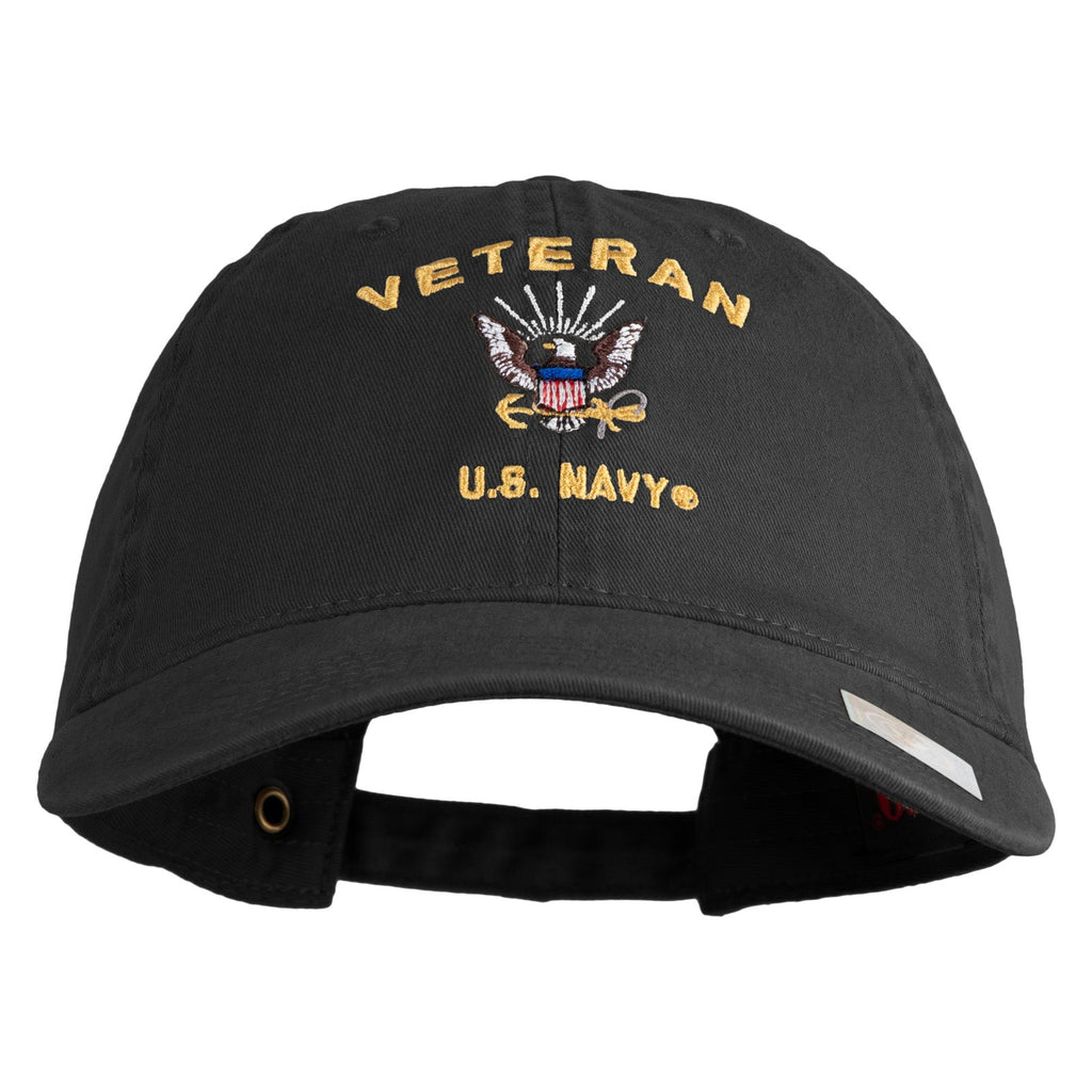 Veteran US Navy Embroidered Washed Cotton Twill Brass Buckle Cap