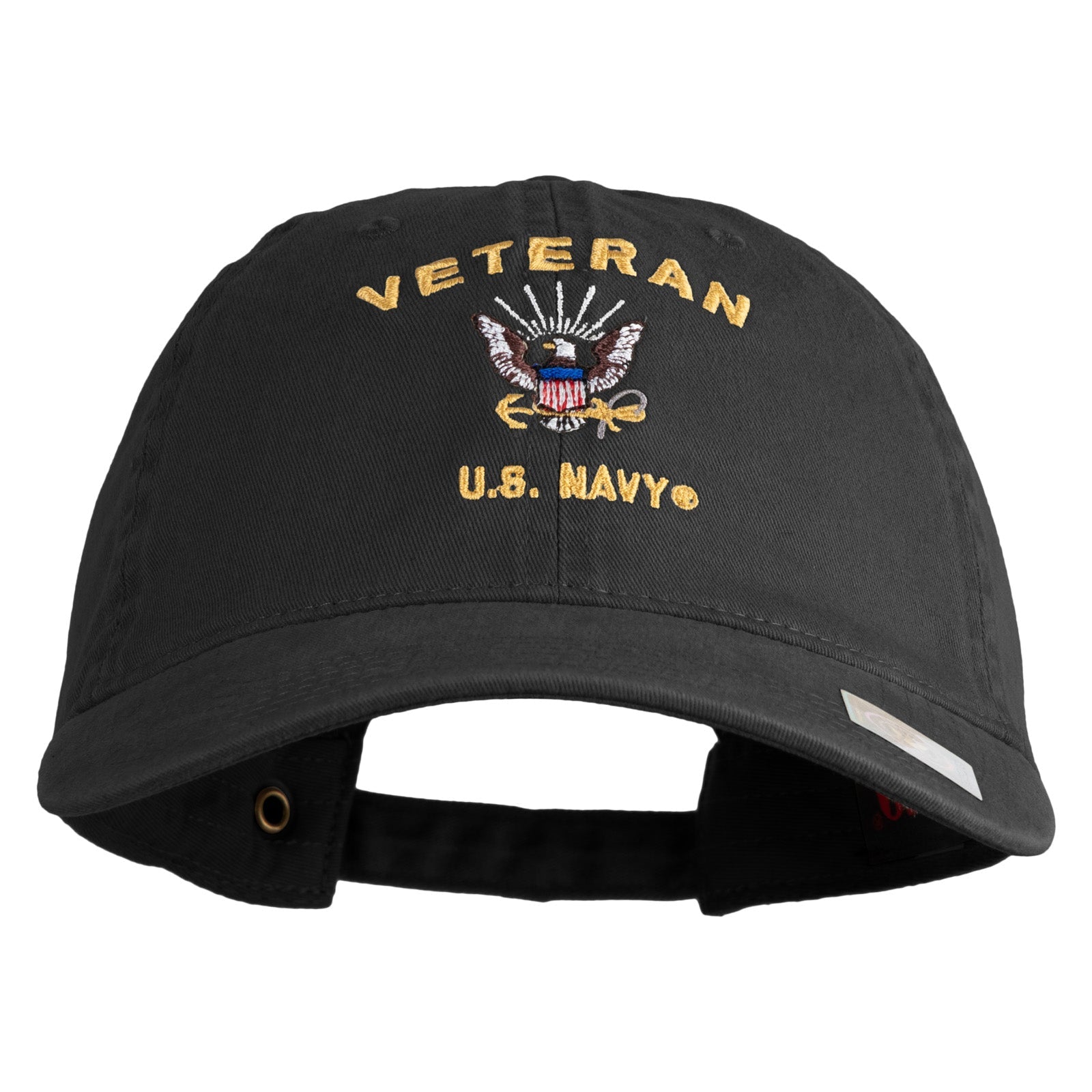 Veteran US Navy Embroidered Washed Cotton Twill Brass Buckle Cap