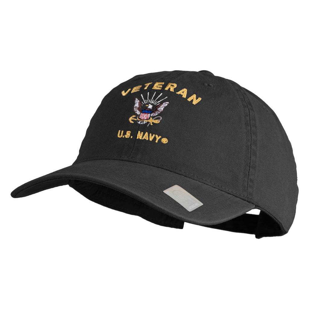 Veteran US Navy Embroidered Washed Cotton Twill Brass Buckle Cap