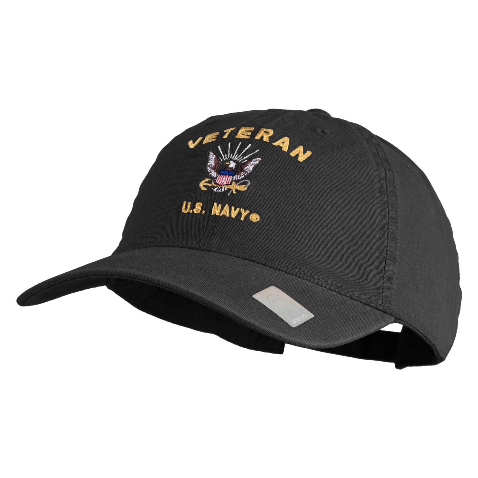 Veteran US Navy Embroidered Washed Cotton Twill Brass Buckle Cap
