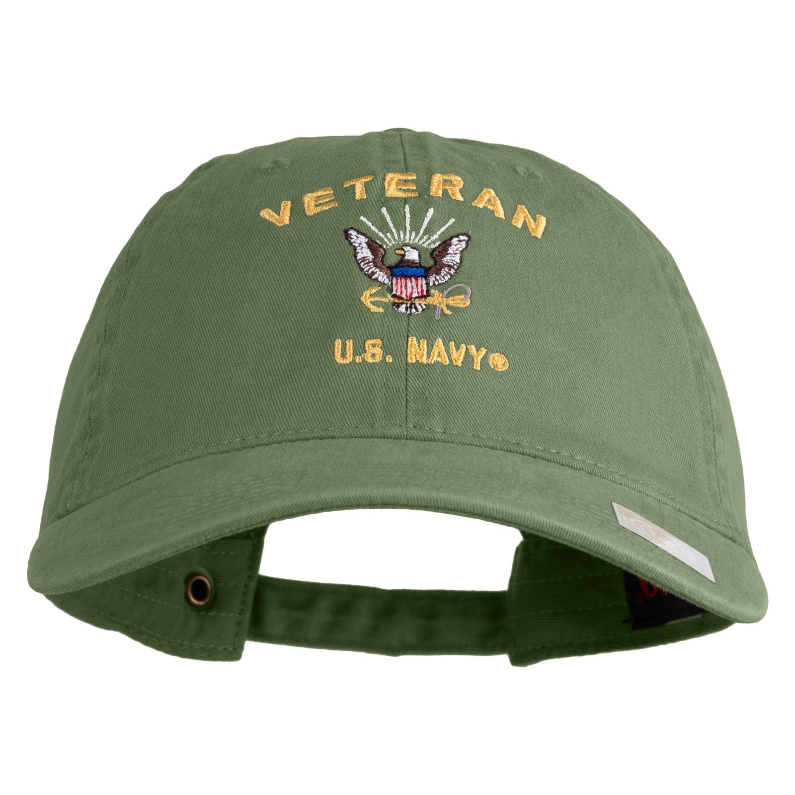Veteran US Navy Embroidered Washed Cotton Twill Brass Buckle Cap