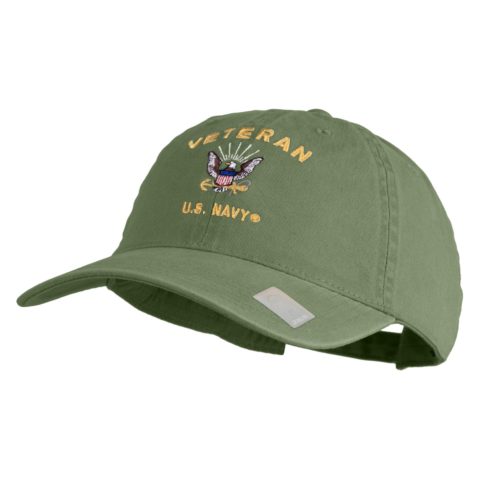 Veteran US Navy Embroidered Washed Cotton Twill Brass Buckle Cap