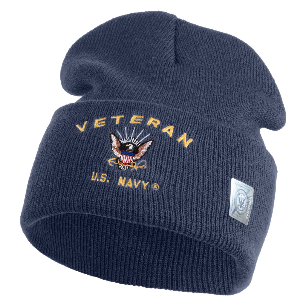 Navy blue beanie with U.S. Navy Veteran logo on a white background