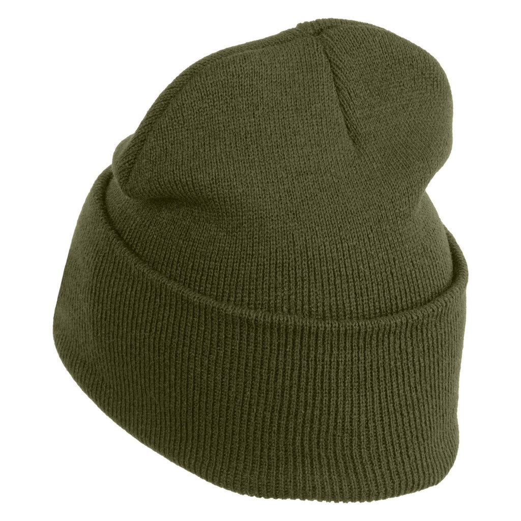 Navy blue knit beanie on a white background