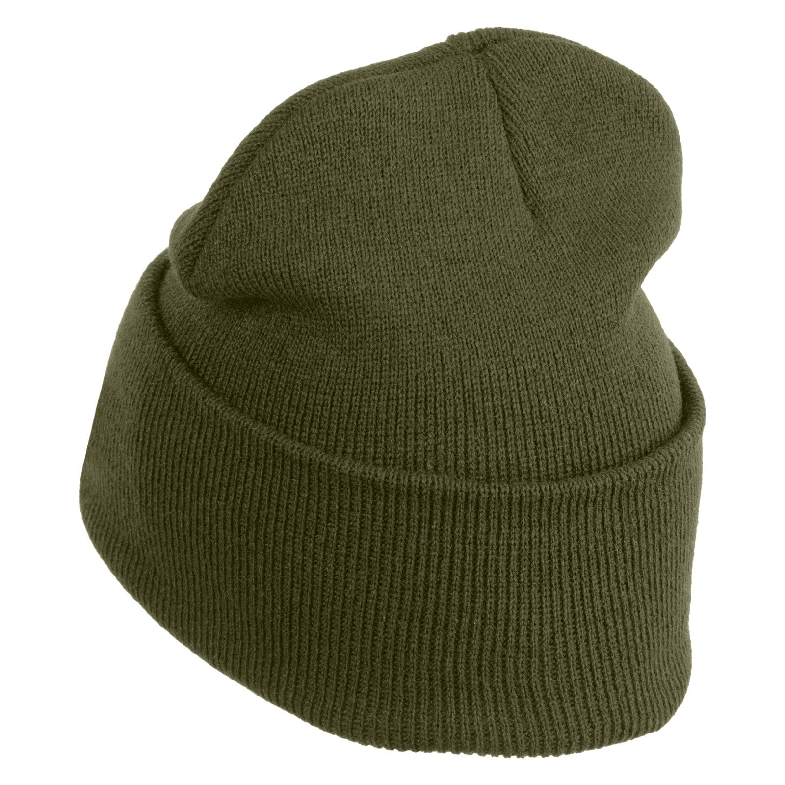 Navy blue knit beanie on a white background