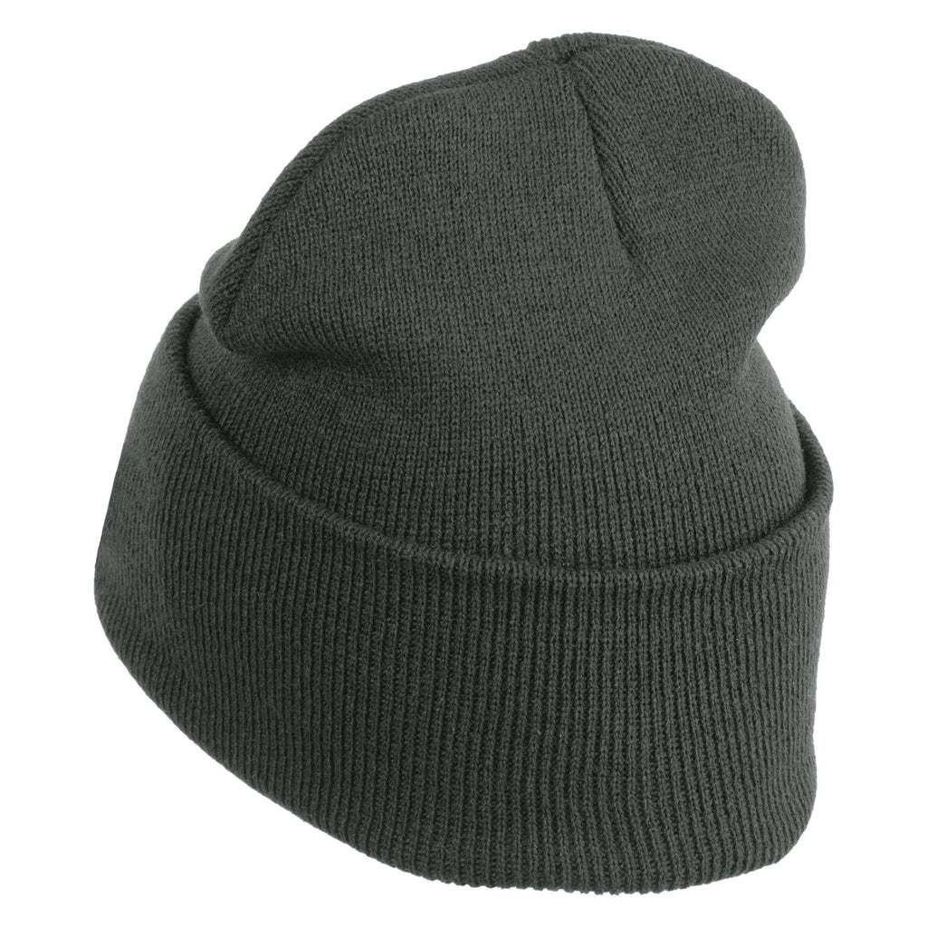 Navy blue knit beanie on a white background