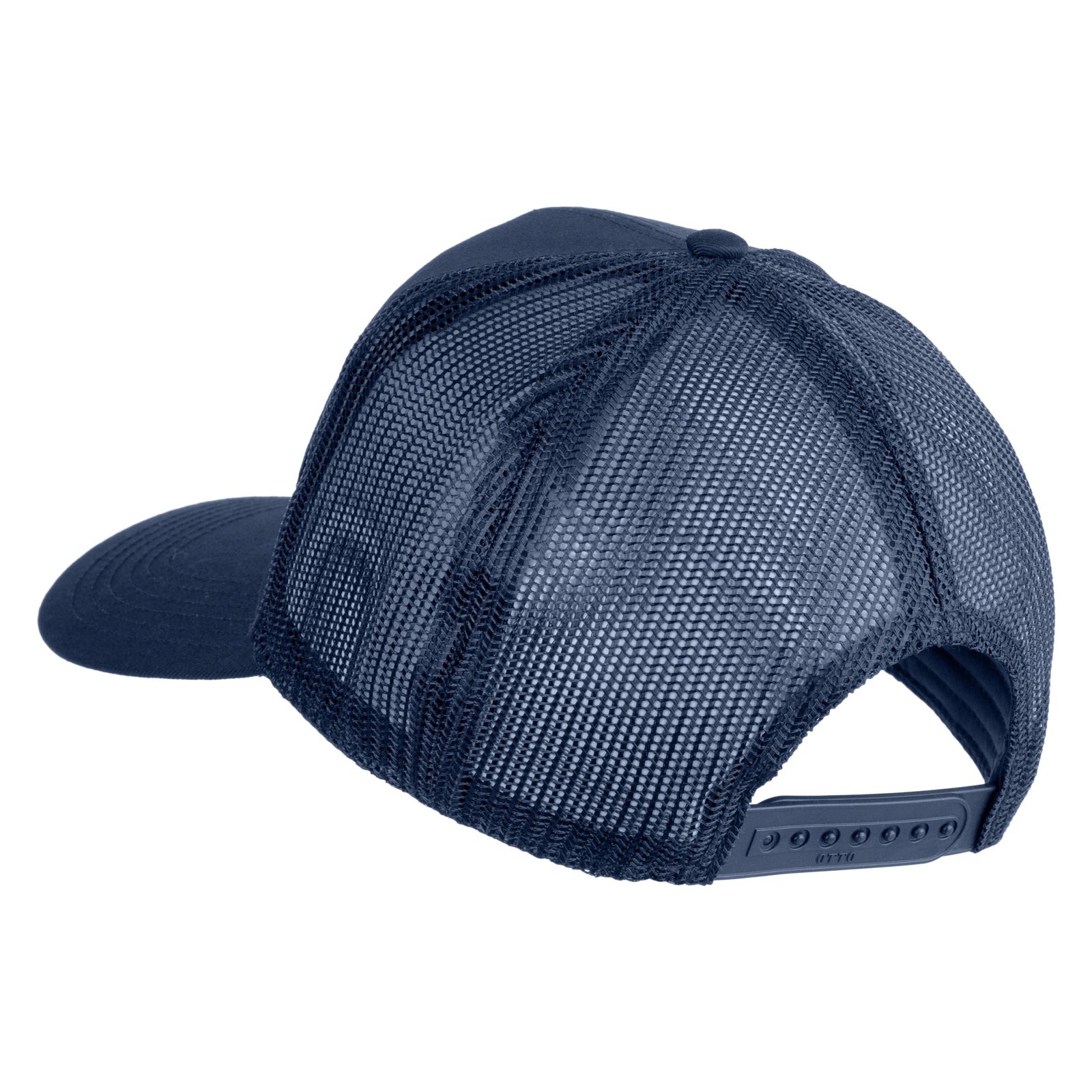 Navy blue mesh cap on a white background