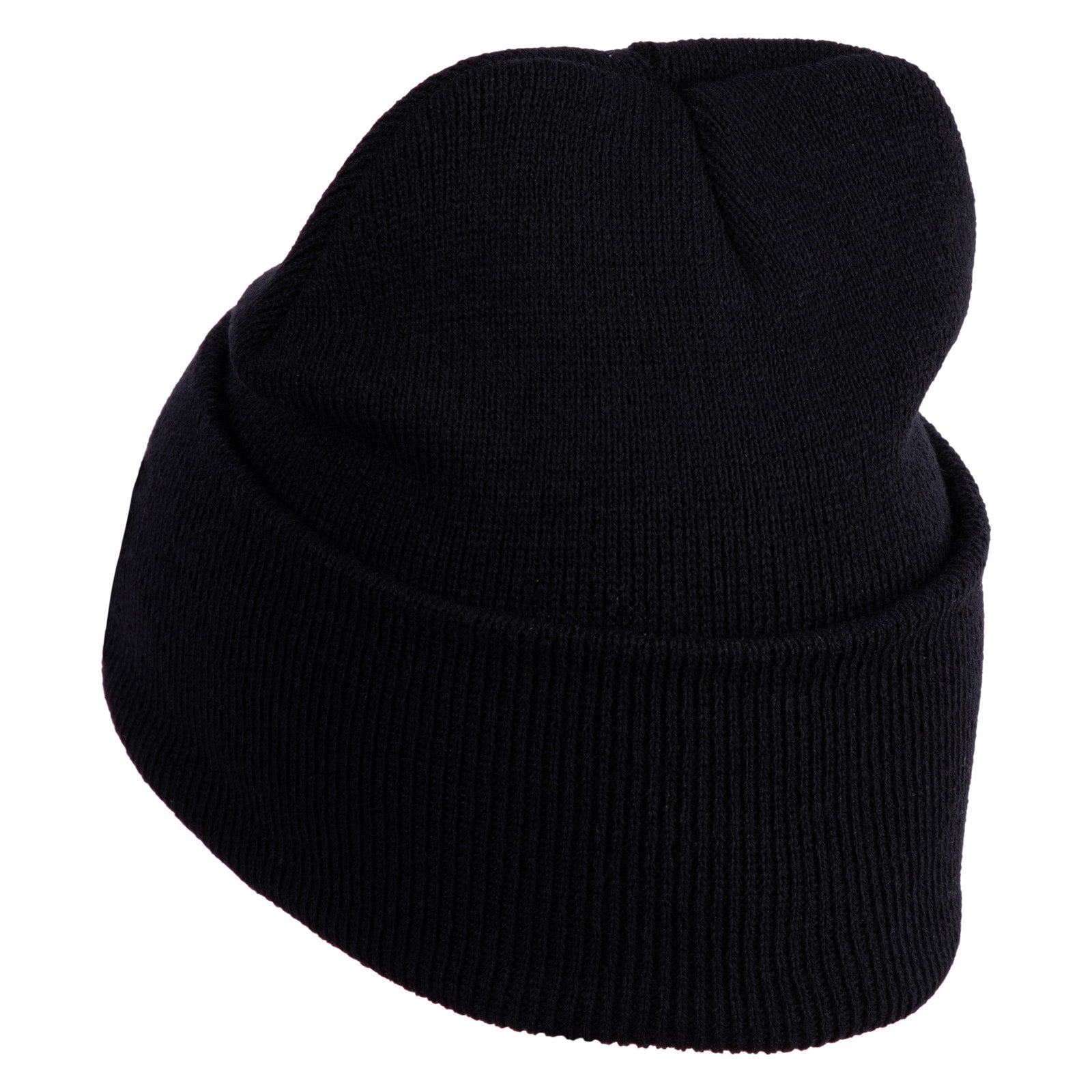 Black beanie hat on a white background