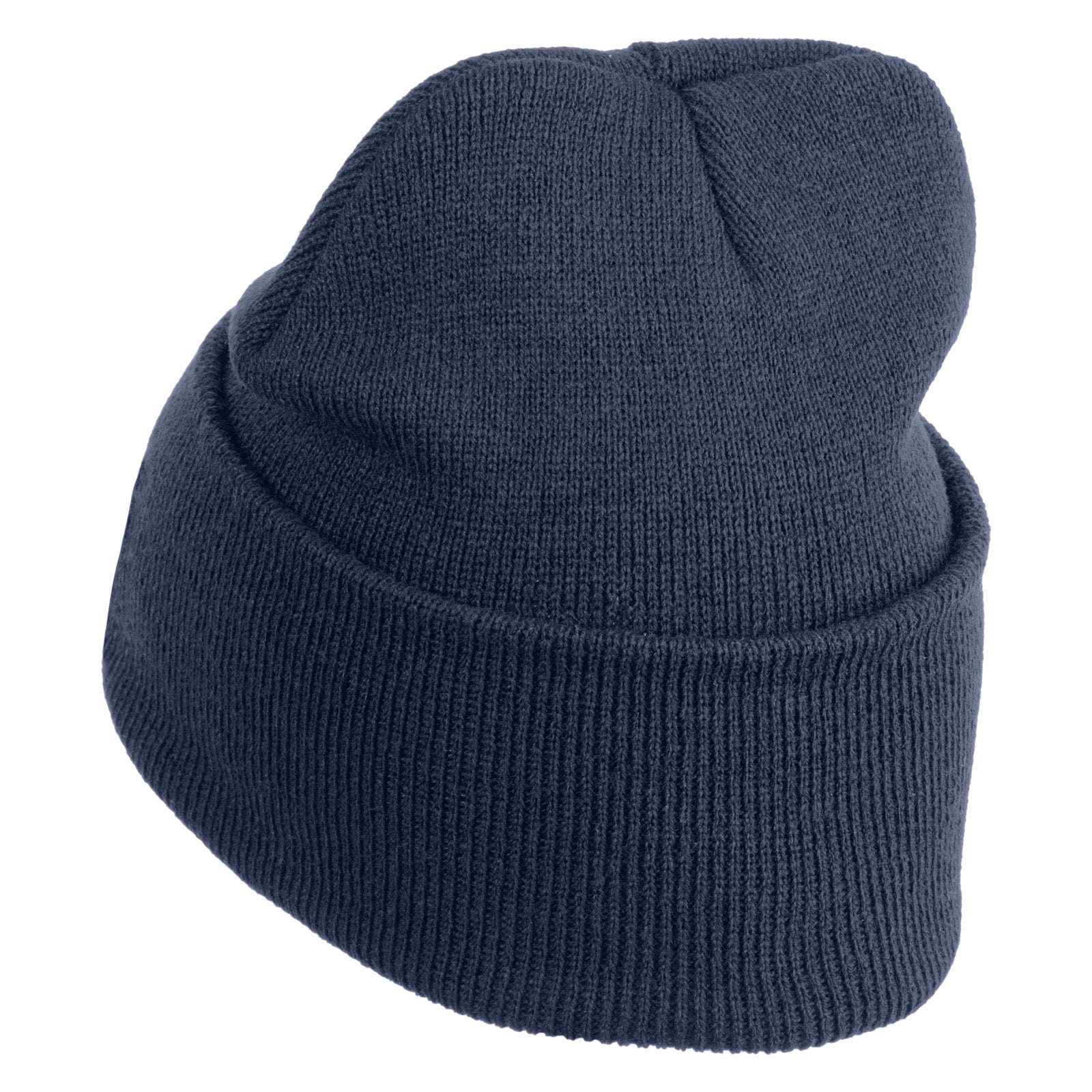 Green knit beanie on a white background