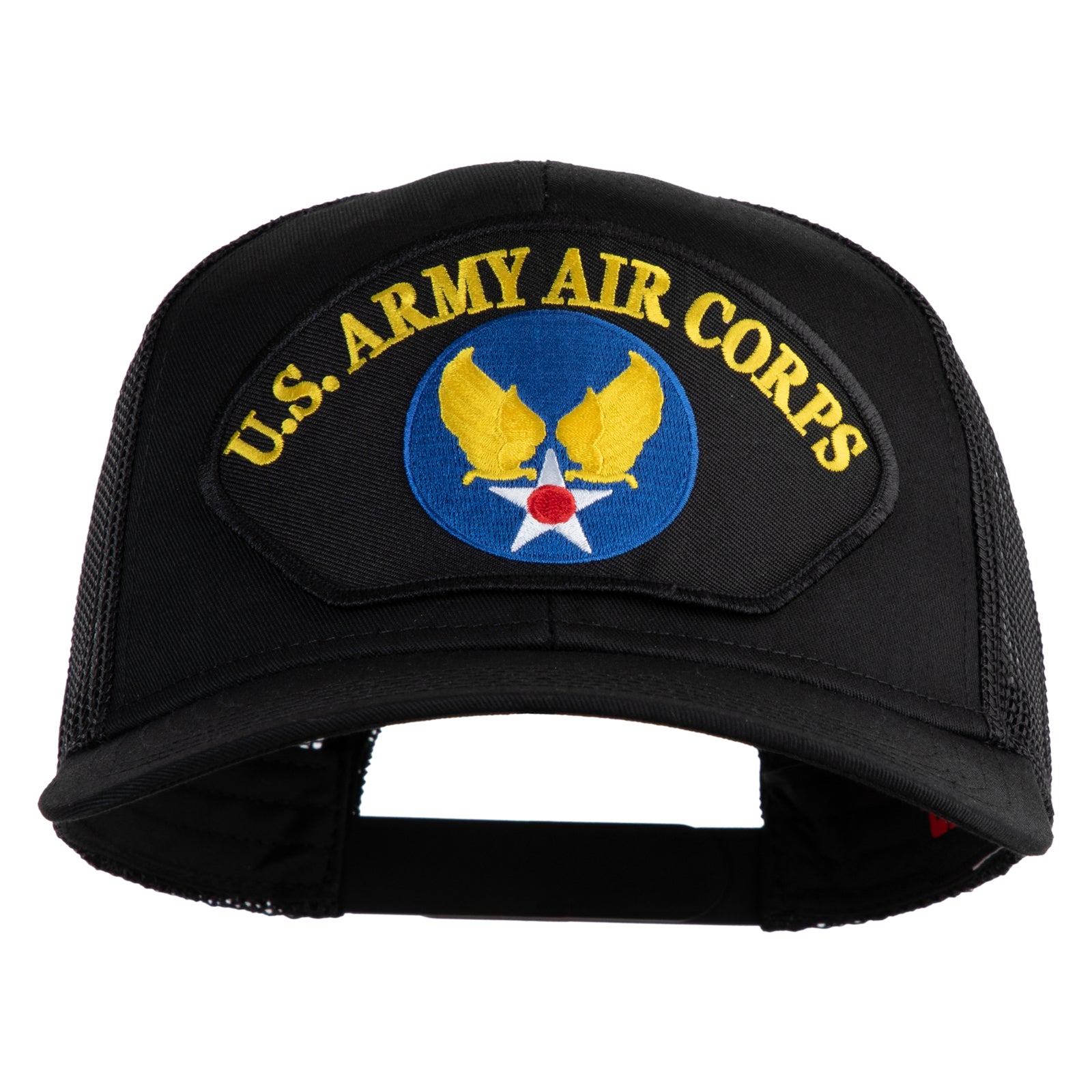 Black cap with U.S. Army Air Corps emblem on a white background