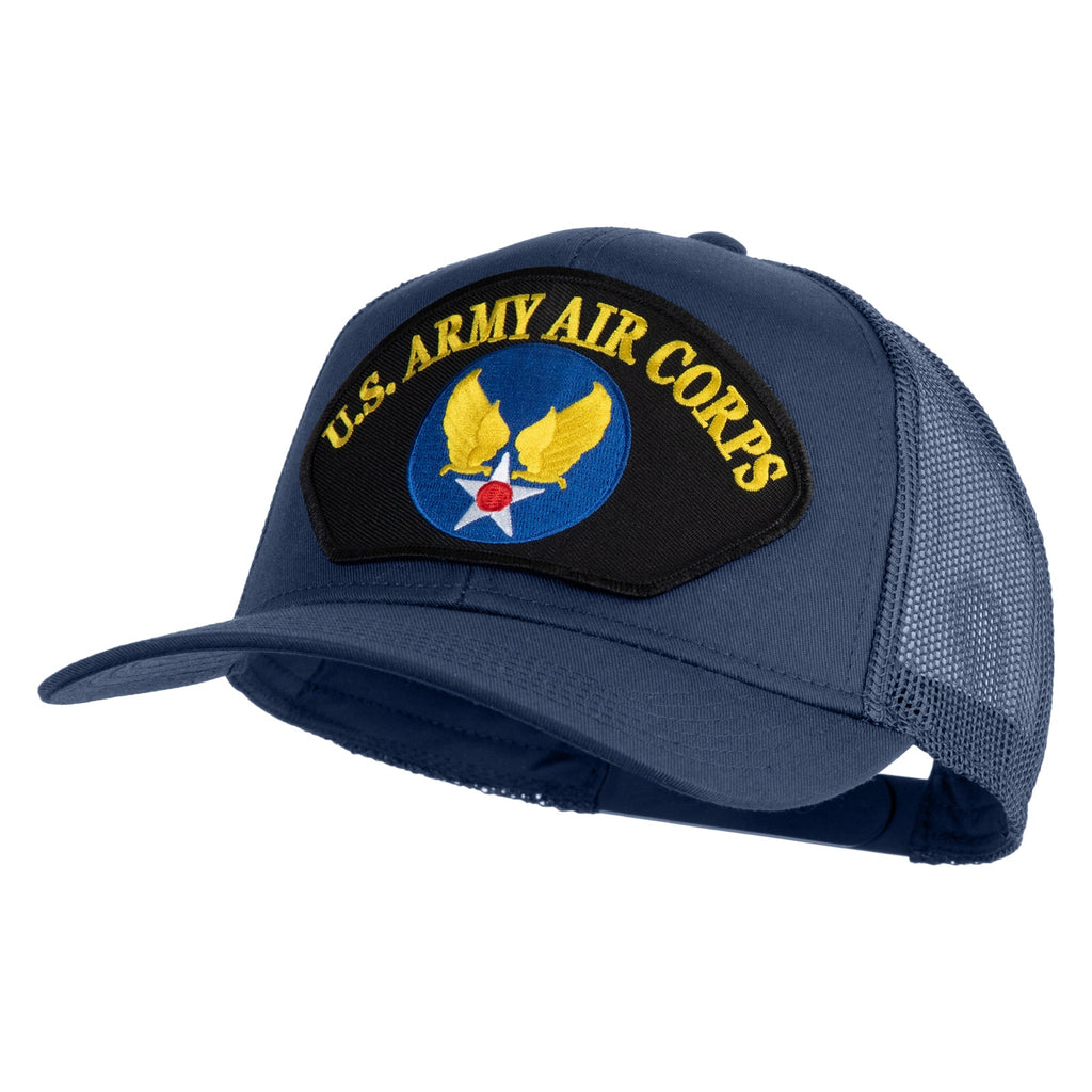 Blue cap with U.S. Army Air Corps patch on a white background
