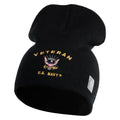 Black beanie with U.S. Navy Veteran embroidery on a white background