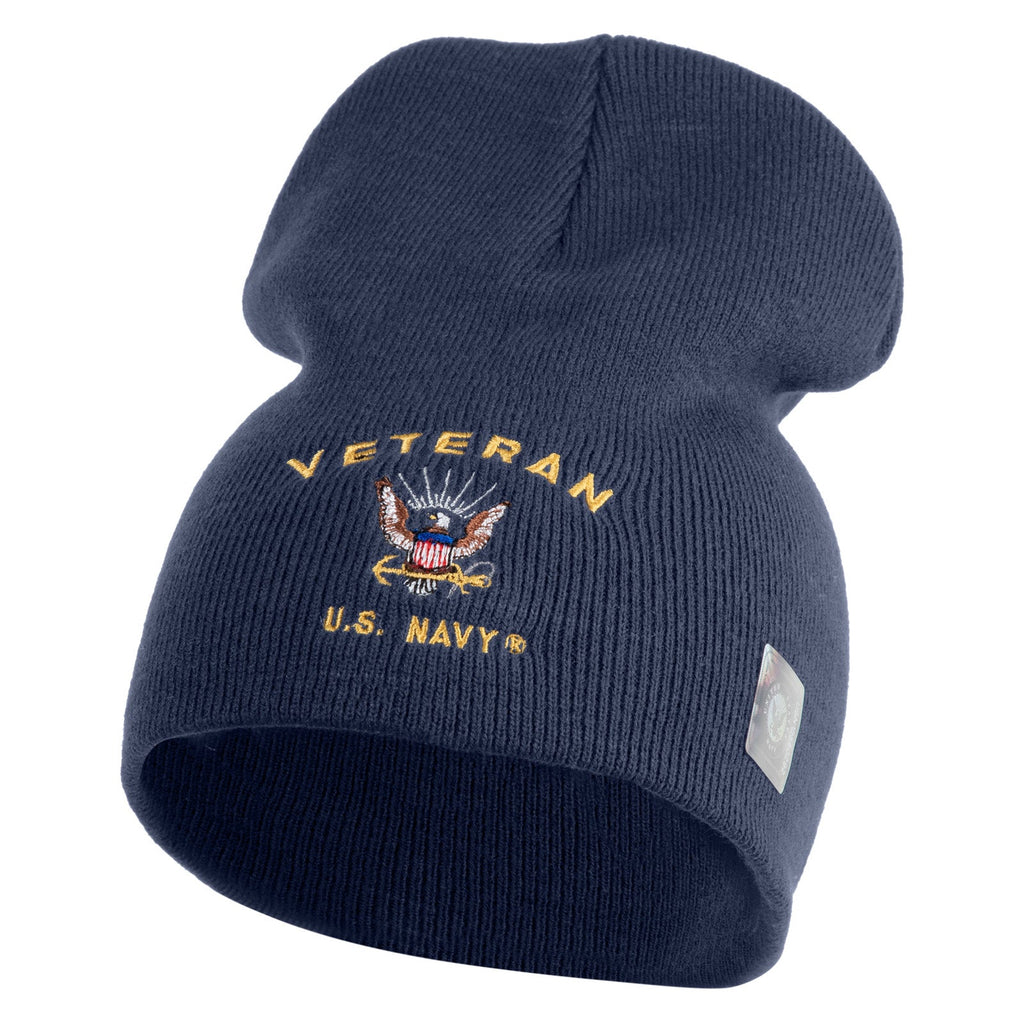 Navy blue beanie with U.S. Navy Veteran logo on a white background
