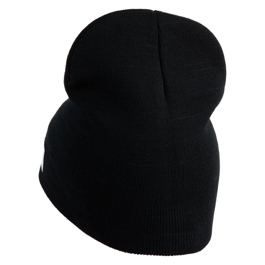 Black knit beanie on a white background