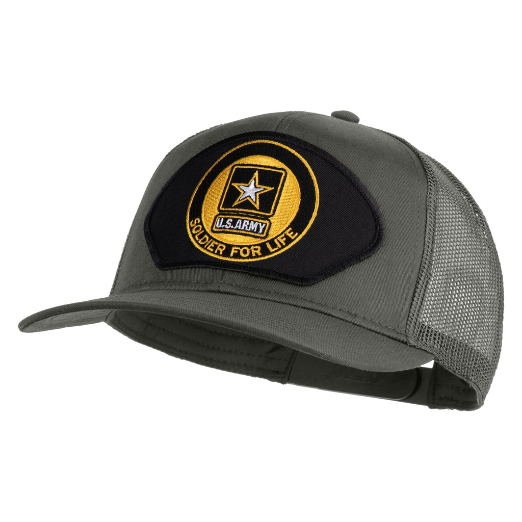 Gray cap with U.S. Army patch on a white background