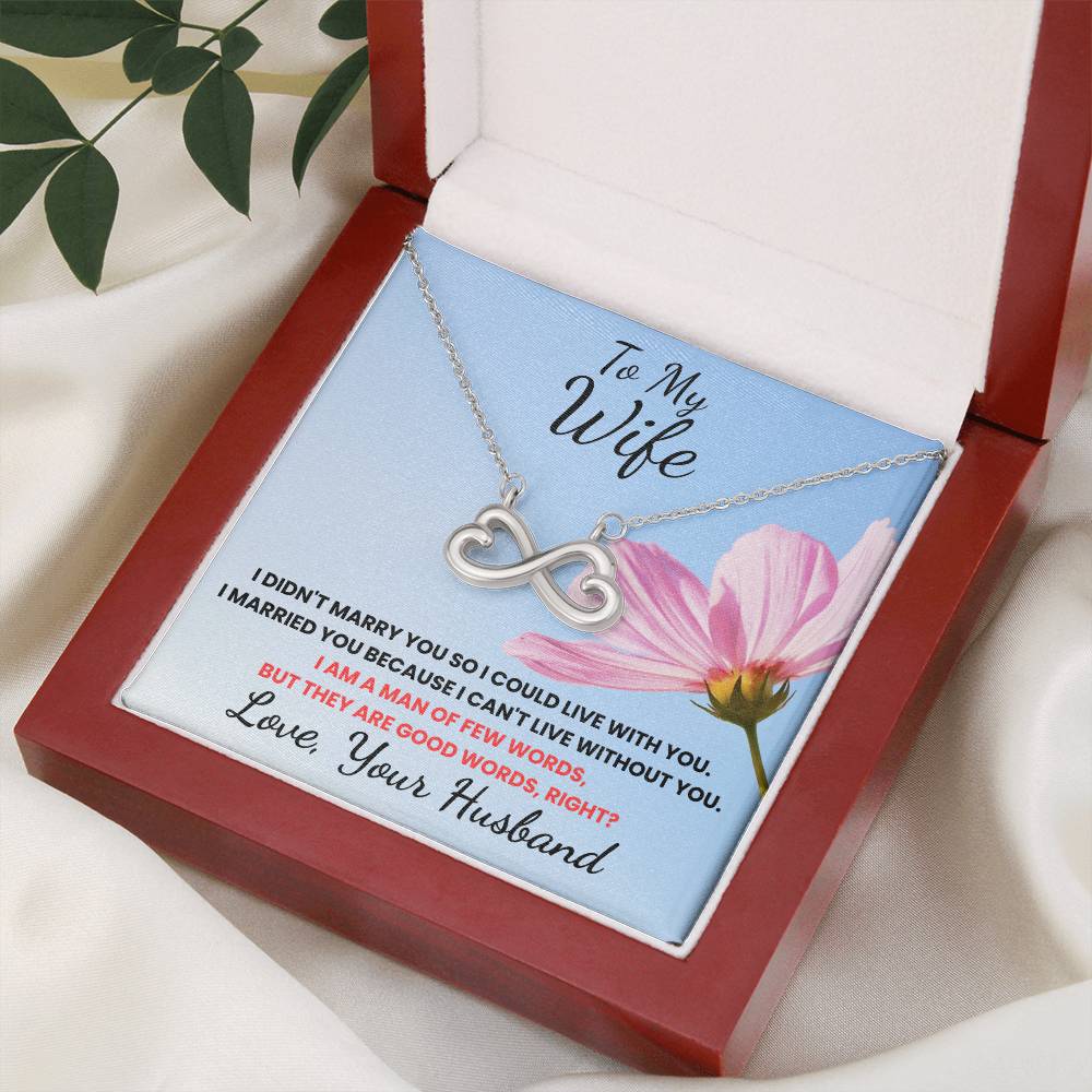 Necklace with a sentimental message card in a red box