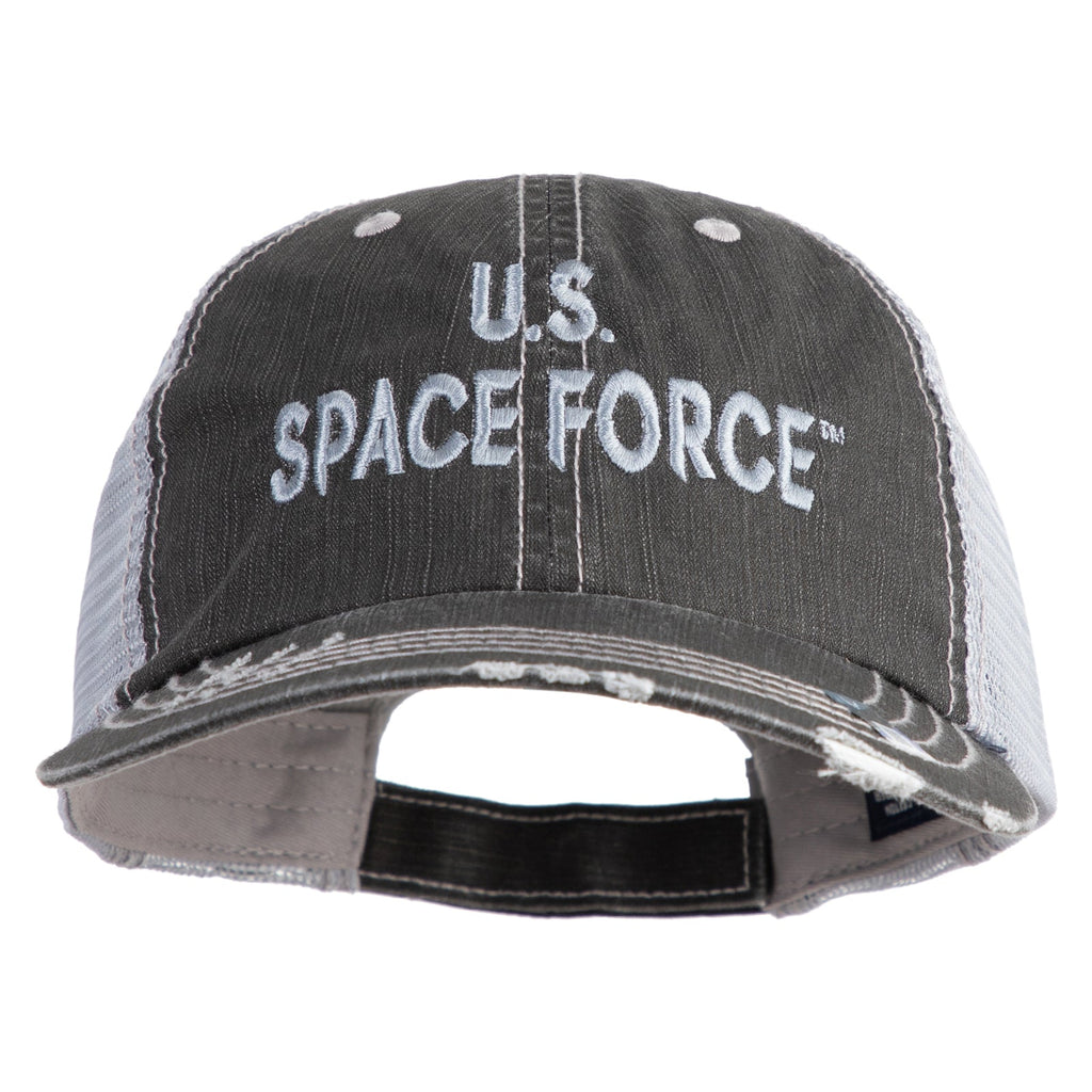 US Space Force Grey Letter Embroidered Low Profile Special Cotton Mesh Cap