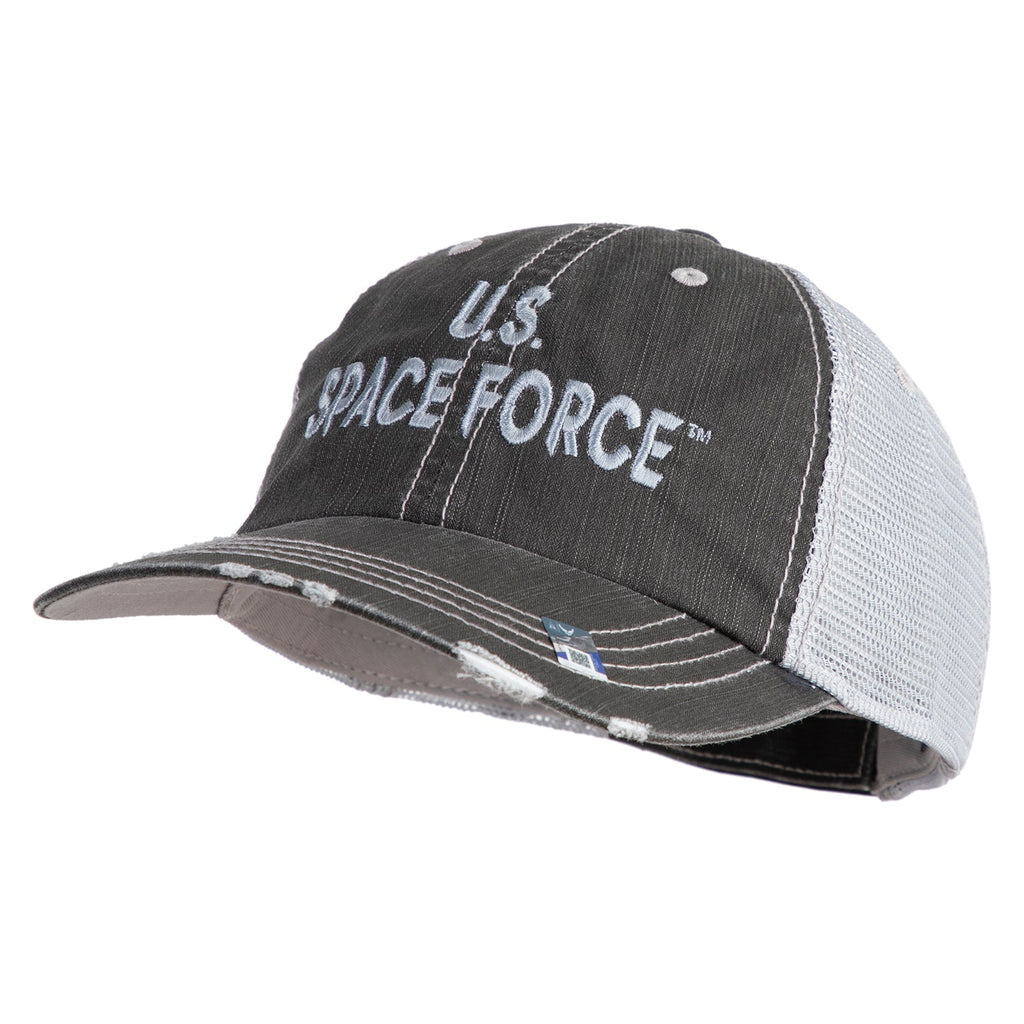US Space Force Grey Letter Embroidered Low Profile Special Cotton Mesh Cap