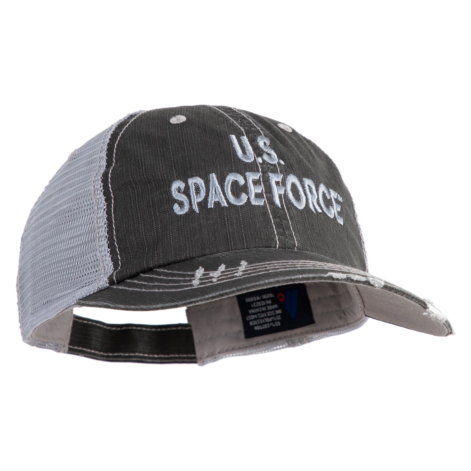 US Space Force Grey Letter Embroidered Low Profile Special Cotton Mesh Cap